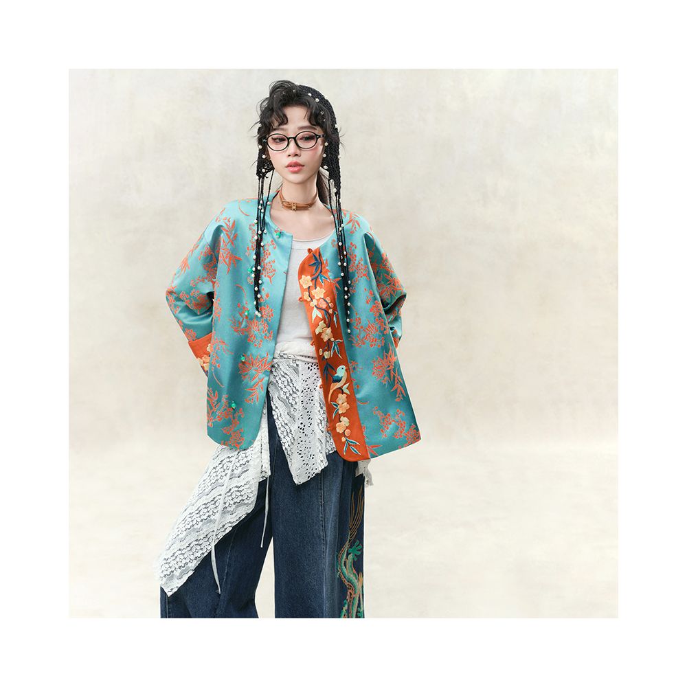 Su Luo s Hundred Flowers Series Yaoyao Yange original design new Chinese style heavy embroidery spring loose short jacket image 0