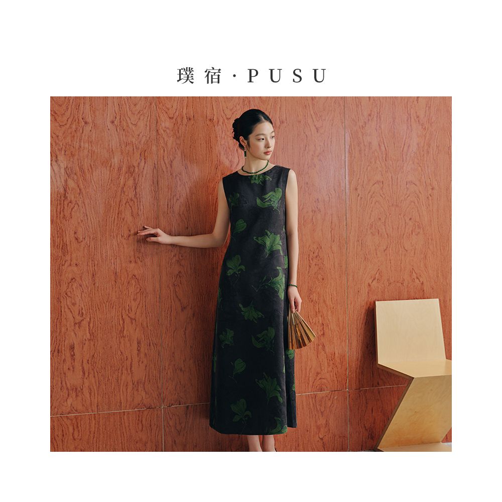 Pusu high end fragrant cloud yarn printed sleeveless dress artistic and elegant mulberry silk long skirt 2025 summer new image 2