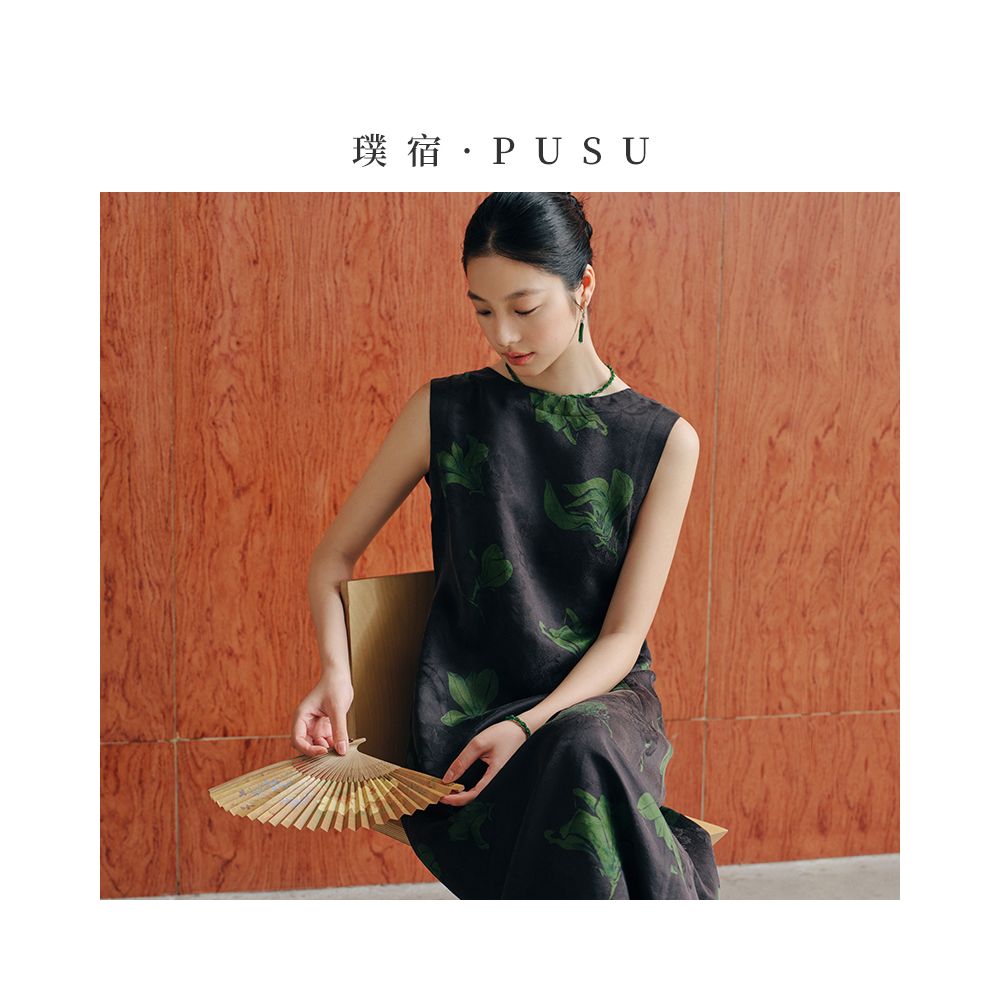Pusu high end fragrant cloud yarn printed sleeveless dress artistic and elegant mulberry silk long skirt 2025 summer new image 3
