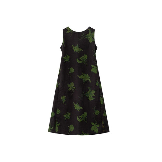 ASAYA5035 – Pusu Xiangyun Silk Botanical Dress 🌿🖤