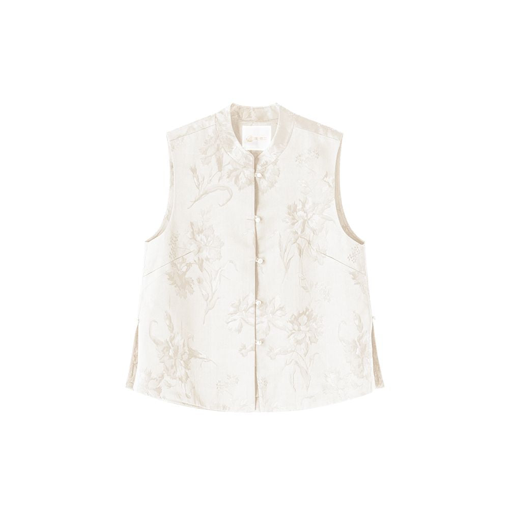 Pusu new Chinese style standing collar jacquard vest for women summer style vest vest with vest and vest high end feeling 2025 new model image 8