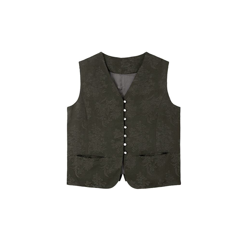 Pusu New Chinese Spring and Autumn Set Women s High end Chinese Style Coat Wide Leg Pants Vest Retro Style Three piece Set image 15