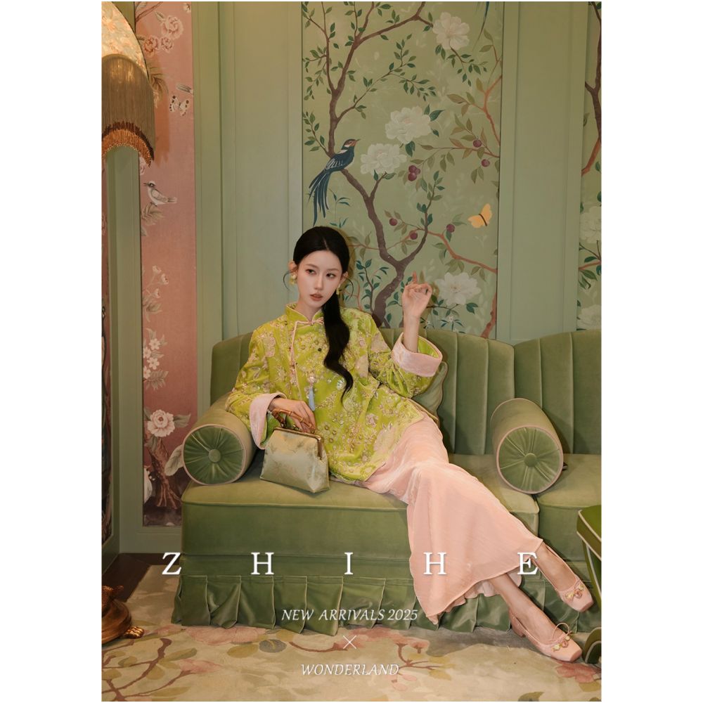 Wuyan Yihe Yingying Fuyang Jing Luxury Chinese Style Silk Velvet Bead Embroidered Coat Half Skirt image 2