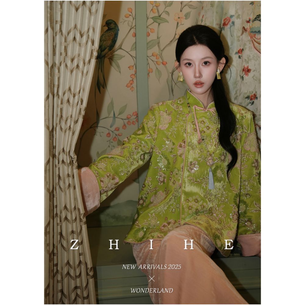 Wuyan Yihe Yingying Fuyang Jing Luxury Chinese Style Silk Velvet Bead Embroidered Coat Half Skirt image 3