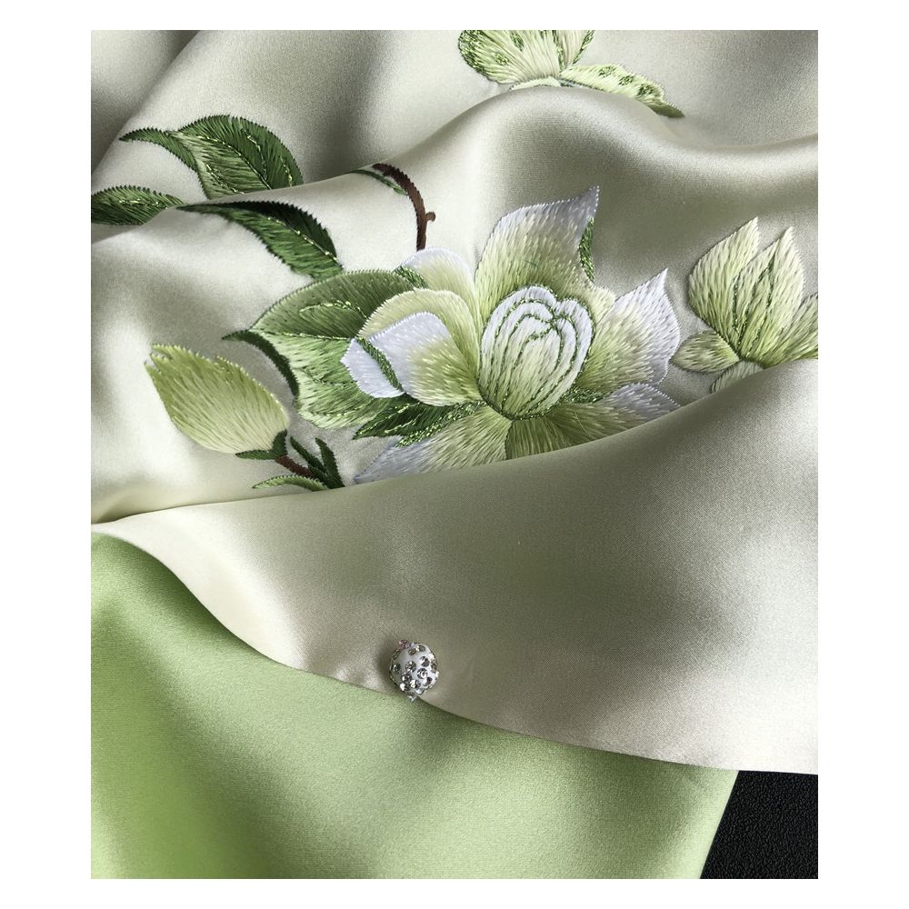 ASAYA5048 – Celeste Magnolia Silk Scarf 🕊️💚