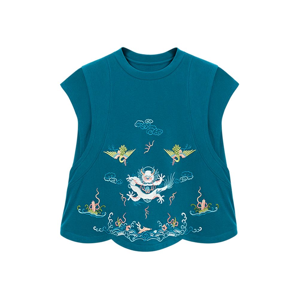 Original by Su Luo SOLO White Dragon Summer China Chic Embroidery Loose Top Casual Shorts Sportsuit image 10