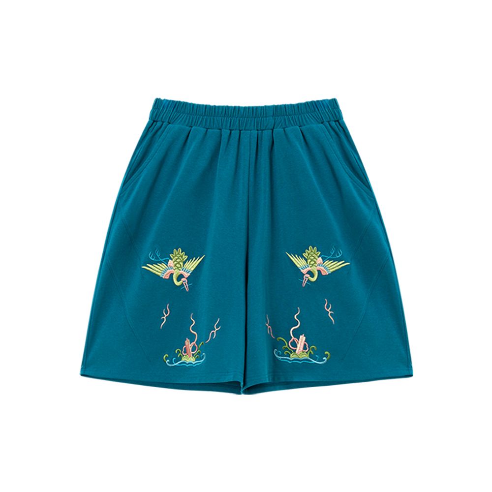 Original by Su Luo SOLO White Dragon Summer China Chic Embroidery Loose Top Casual Shorts Sportsuit image 12