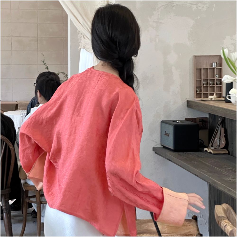 Ti Ti Ti Chan Juan All silk double sided two color silk jacket new Chinese style national style temperament all match tops spring image 2