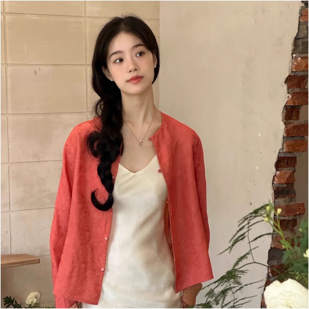 Ti Ti Ti Chan Juan All silk double sided two color silk jacket new Chinese style national style temperament all match tops spring image 3