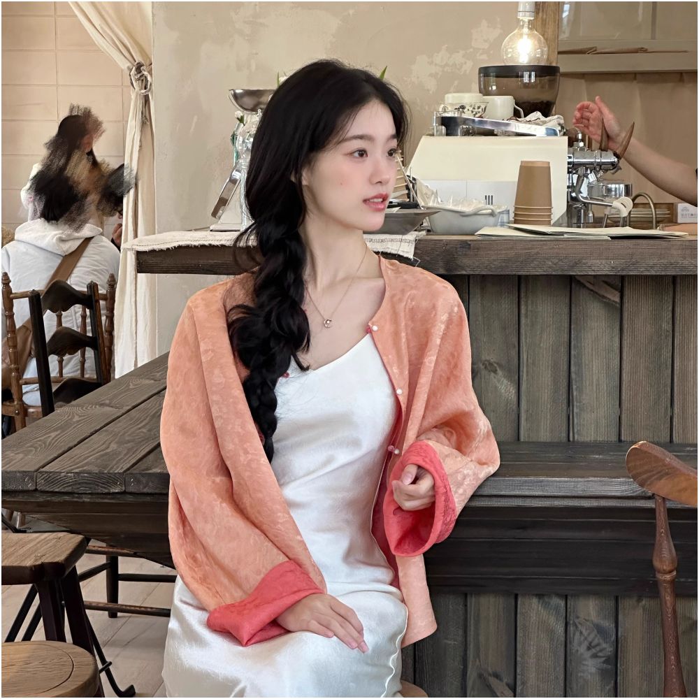 Ti Ti Ti Chan Juan All silk double sided two color silk jacket new Chinese style national style temperament all match tops spring image 4