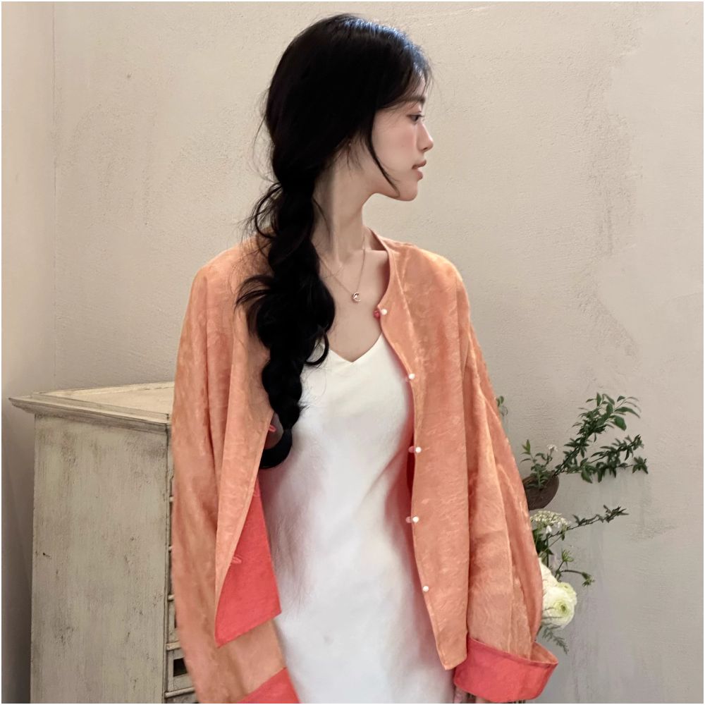 Ti Ti Ti Chan Juan All silk double sided two color silk jacket new Chinese style national style temperament all match tops spring image 5