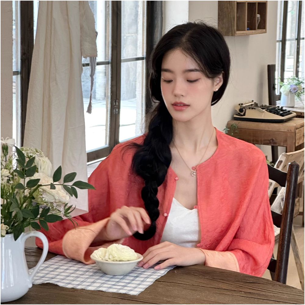 Ti Ti Ti Chan Juan All silk double sided two color silk jacket new Chinese style national style temperament all match tops spring image 10