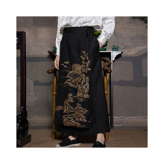 ASAYA5042 – Mist Valley Embroidered Skirt 🌾🖤
