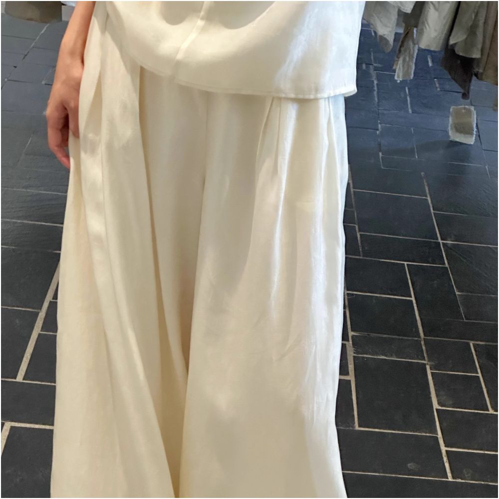 Ti Ti Ru and off white Tencel wide leg pants with dark jacquard patterns summer lazy and loose casual pants image 6