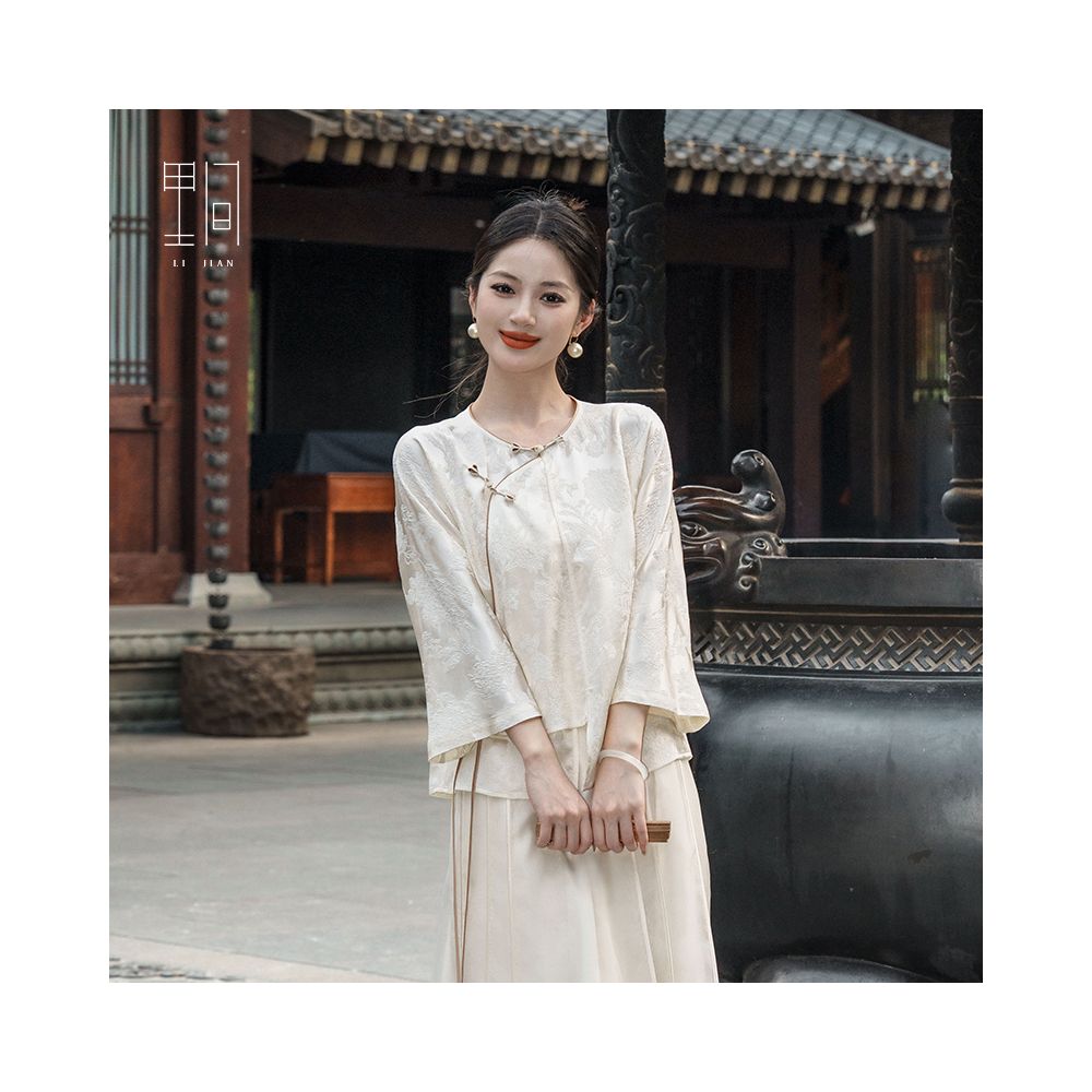 Li Jian s new Chinese style mulberry silk Zen style buckle loose and versatile high end long sleeved shirt women s top image 3