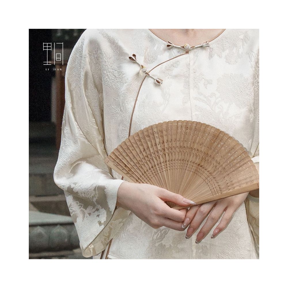 Li Jian s new Chinese style mulberry silk Zen style buckle loose and versatile high end long sleeved shirt women s top image 5