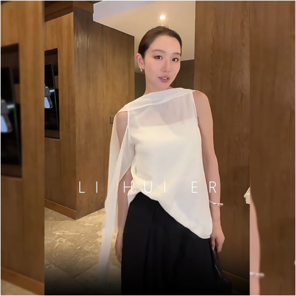LiHuiEr Ulaanbaatar Peninsula sleeveless top women s summer design sense niche shirt chiffon shirt image 4