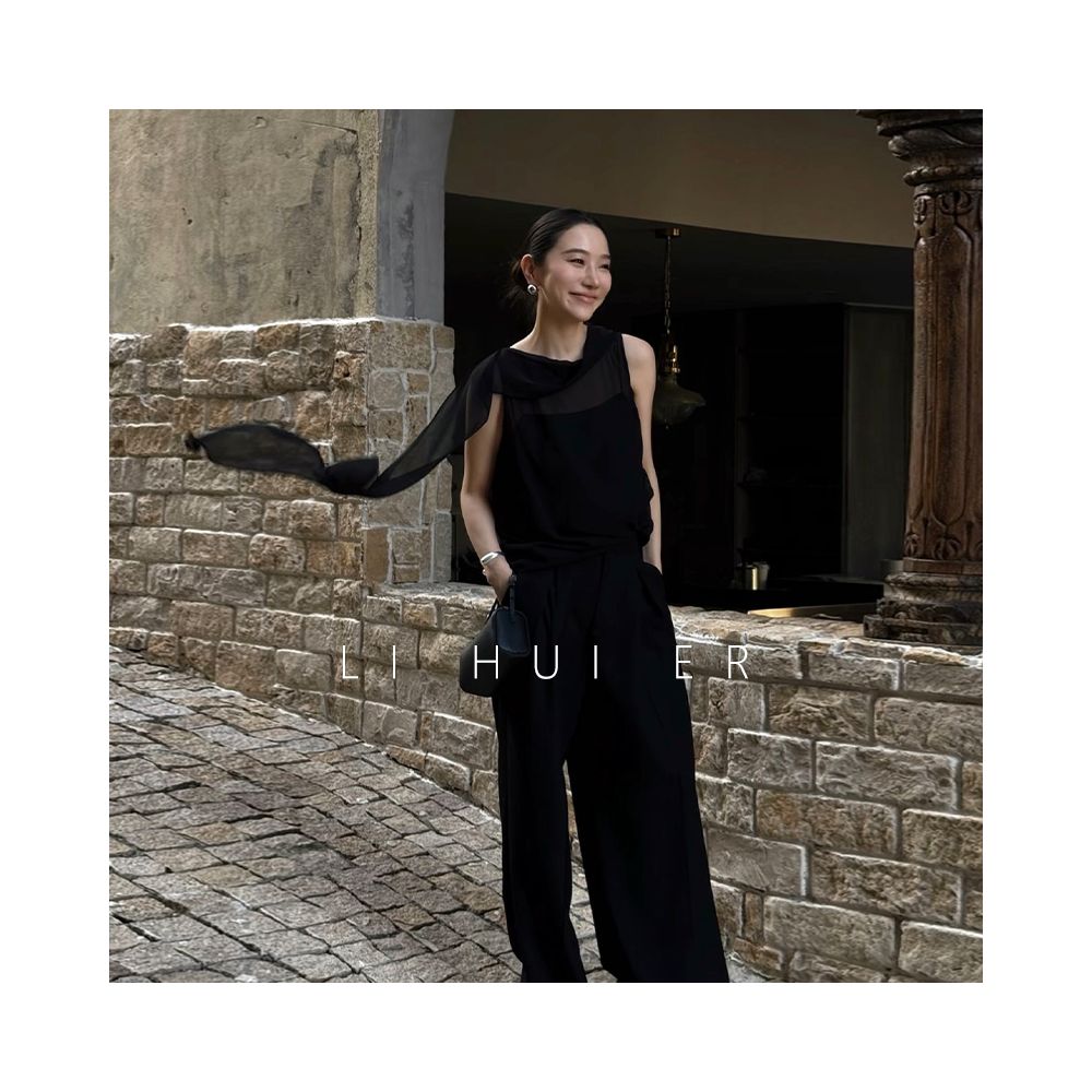 LiHuiEr Ulaanbaatar Peninsula sleeveless top women s summer design sense niche shirt chiffon shirt image 0