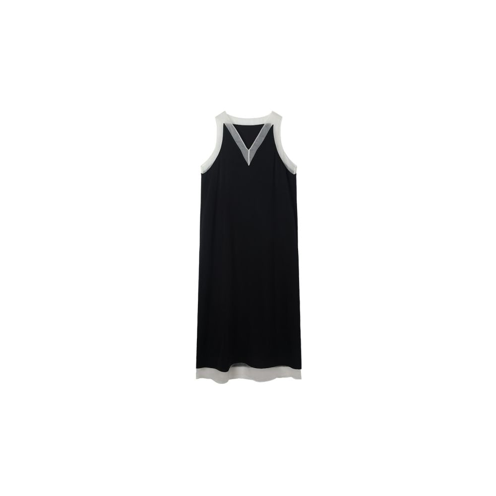 LiHuiEr Lofoten Islands Black Acetate Tank Top Skirt Design Sleeveless V neck Dress image 8