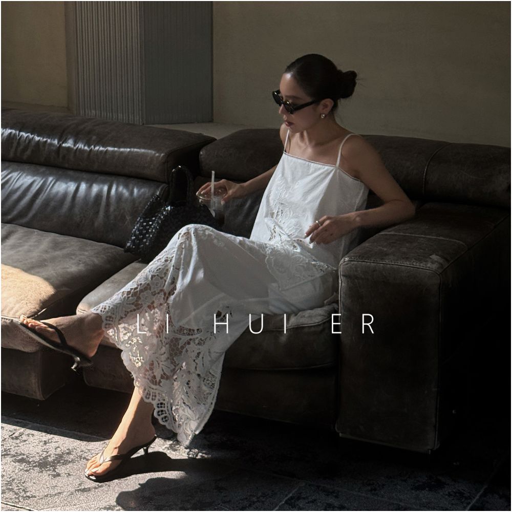 LiHuiEr Li Huier Gaffmanle White lace skirt female design minimalist hip skirt long skirt image 3