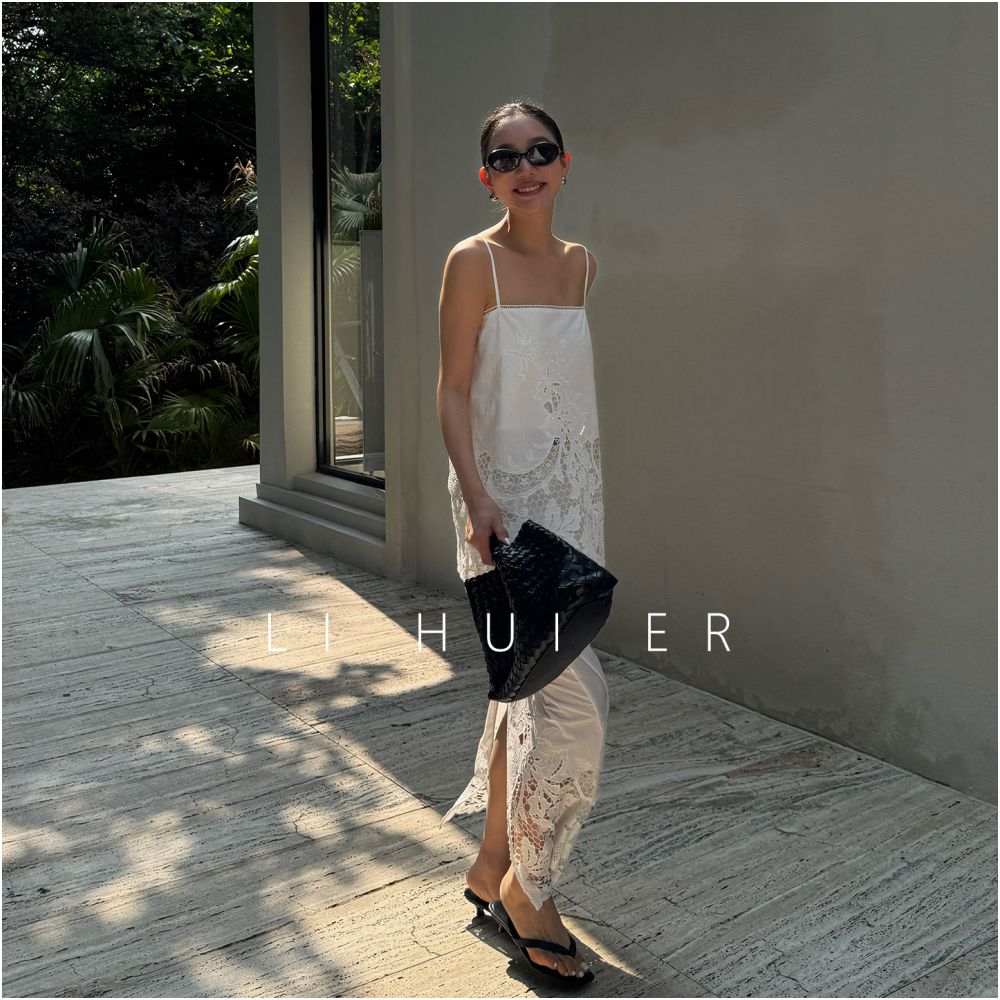 LiHuiEr Li Huier Gaffmanle White lace skirt female design minimalist hip skirt long skirt image 4