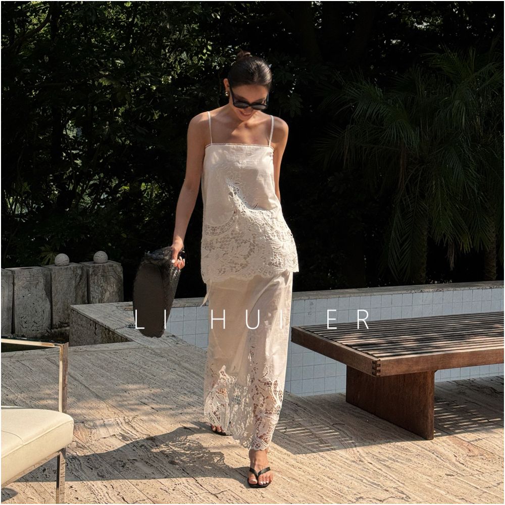 LiHuiEr Li Huier Gaffmanle White lace skirt female design minimalist hip skirt long skirt image 0