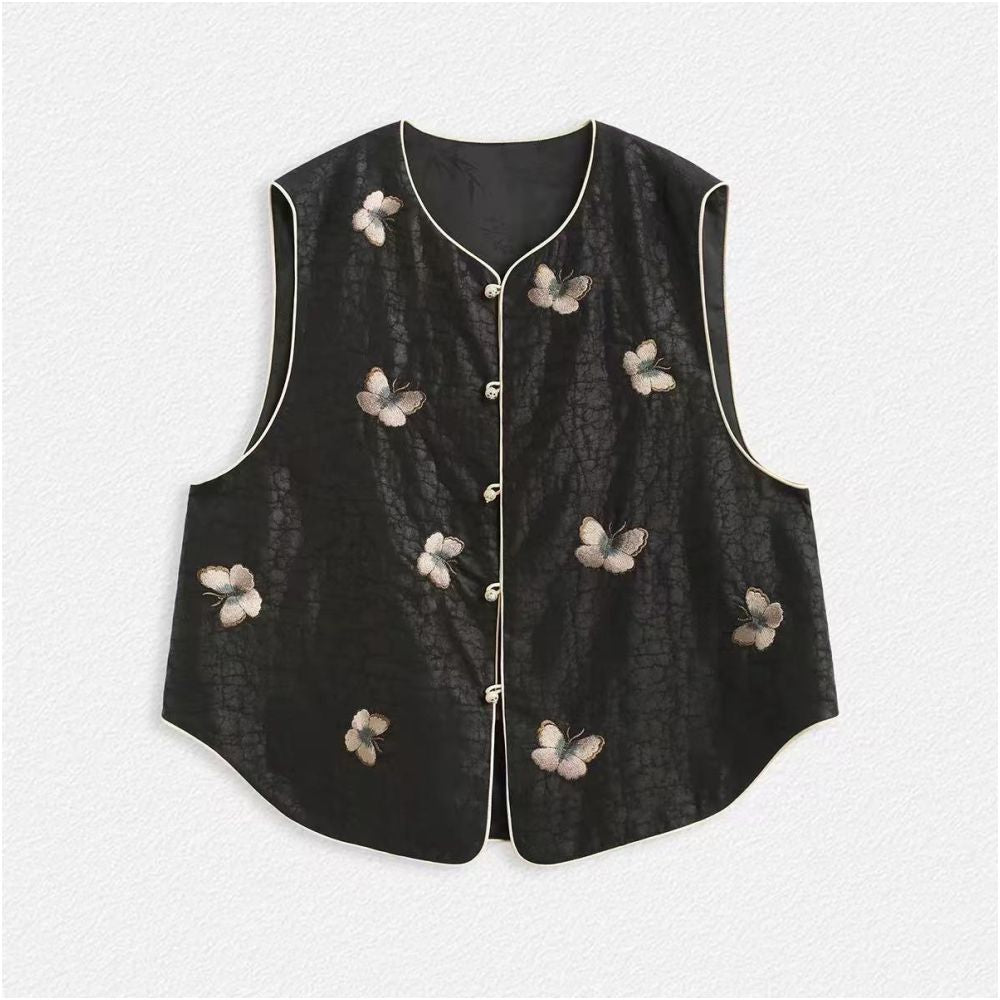 INNEUNDER Shadow New Chinese style Tang style sleeveless jacket top niche single horse armor outerwear for women image 4