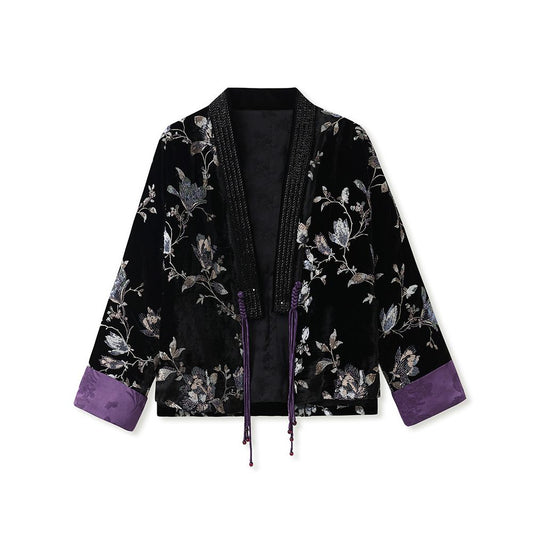 ASAYA5076 – Midnight Magnolia Velvet Jacket 🌙💜