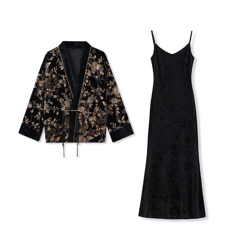 Tang Dou Gao Ding Gilded Flower Shadow New Chinese style Burnt Flower Embroidered Bead Cardigan National Style Mulberry Silk Old Money Style Coat for Women image 6