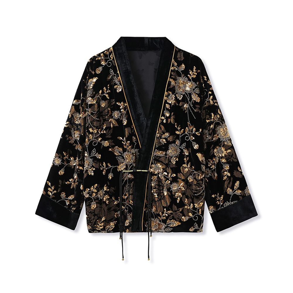 ASAYA5077 – Golden Phoenix Velvet Set 🖤✨