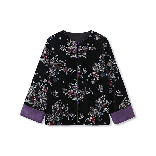 ASAYA5078 – Violet Blossom Velvet Set 💜🌸