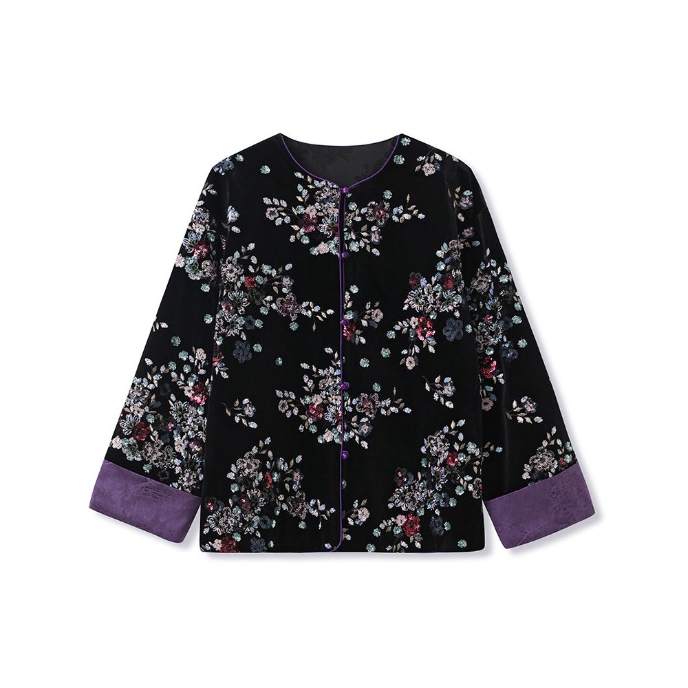 ASAYA5078 – Violet Blossom Velvet Set 💜🌸