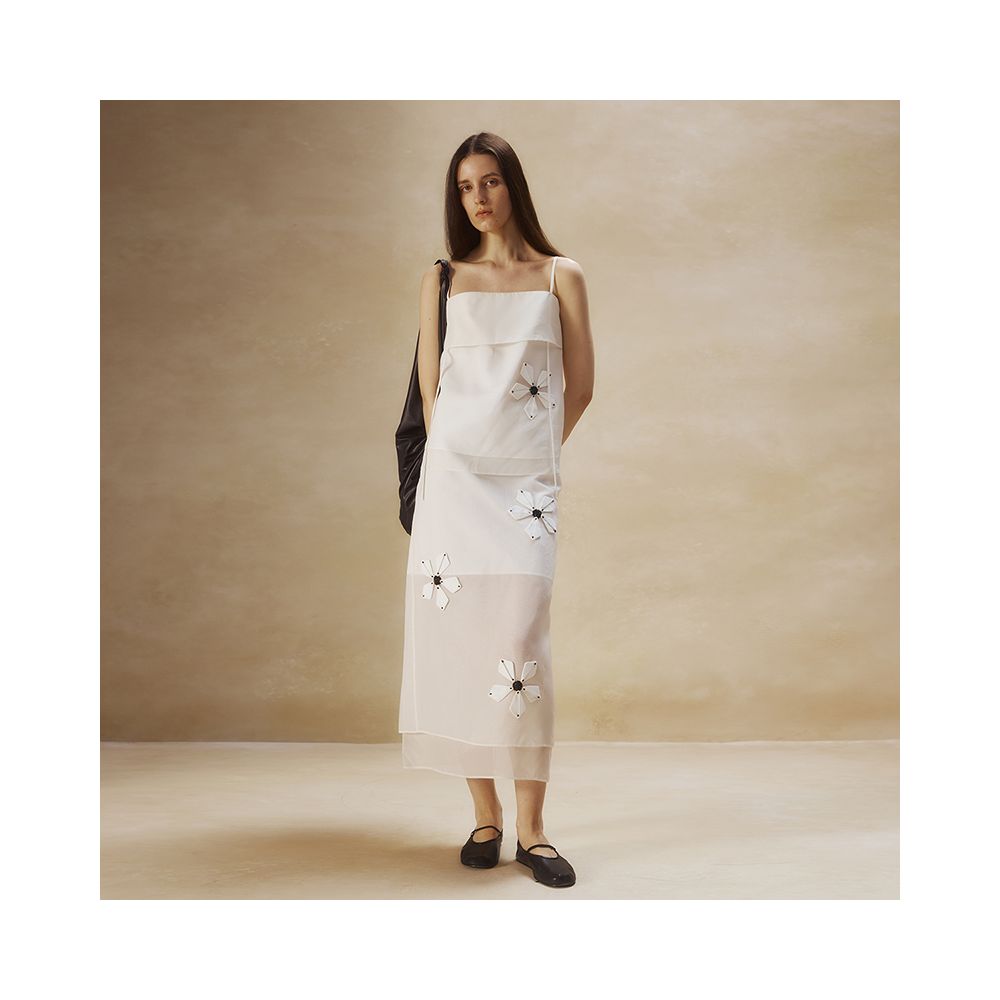 INTHELI Handmade floral organza tank top u0026Handmade floral organza skirt image 7