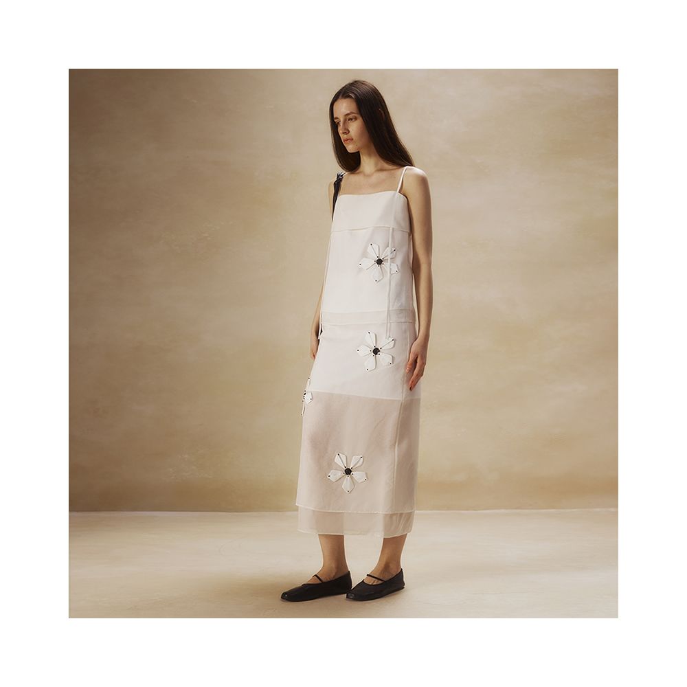 INTHELI Handmade floral organza tank top u0026Handmade floral organza skirt image 8