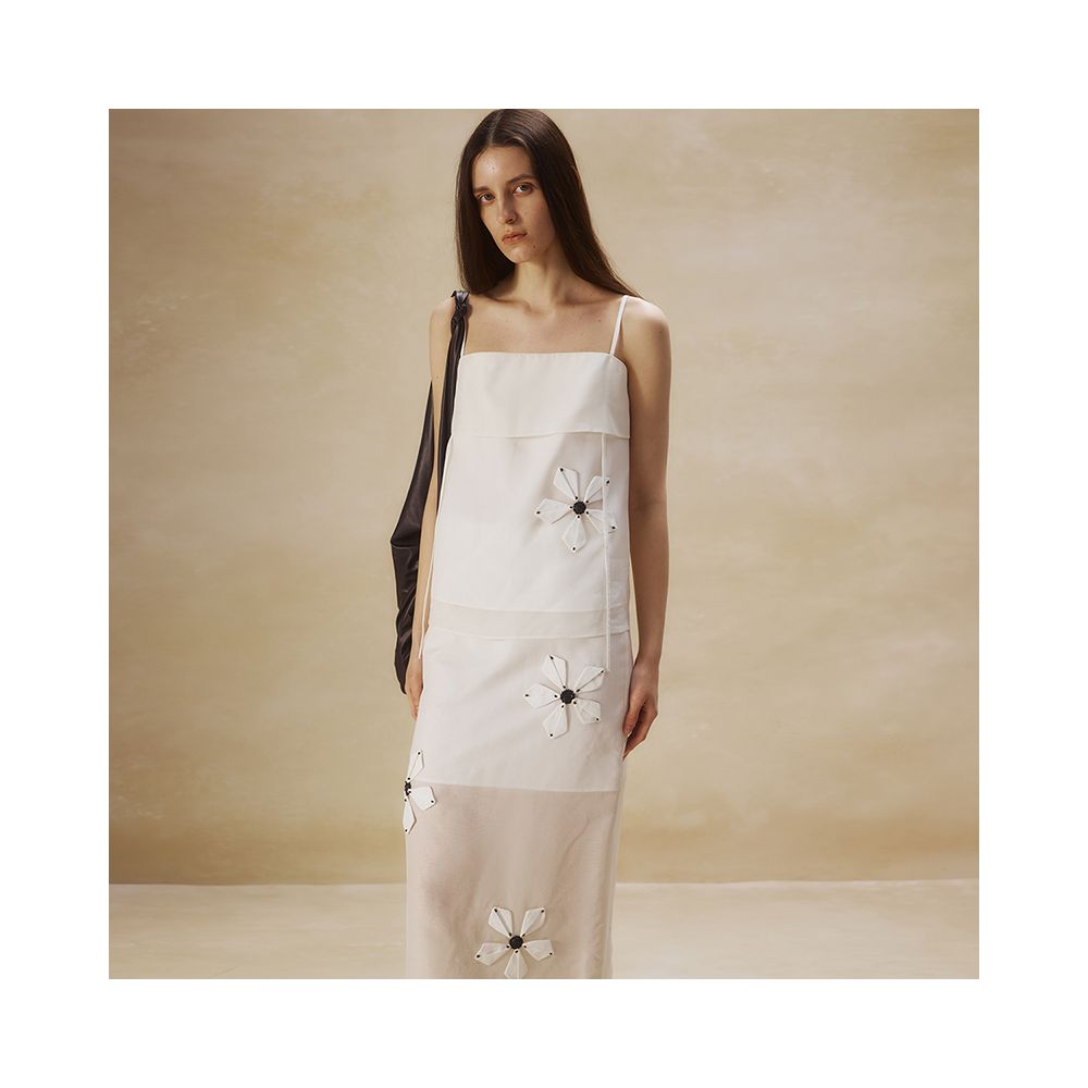 INTHELI Handmade floral organza tank top u0026Handmade floral organza skirt image 10