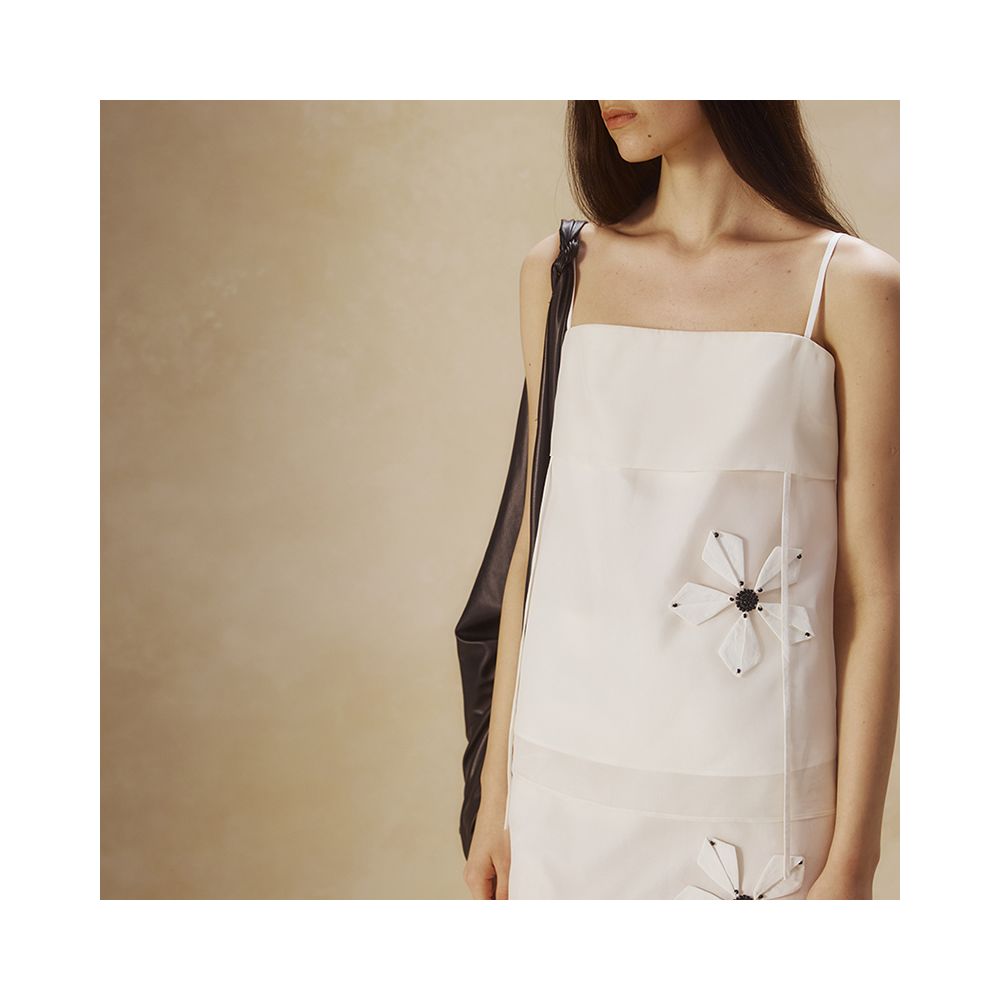 INTHELI Handmade floral organza tank top u0026Handmade floral organza skirt image 11