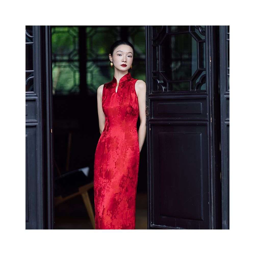 Dear Mudan New Chinese Qipao engagement dress daily wearable long skirt white high end elegant sleeveless morning gown image 9