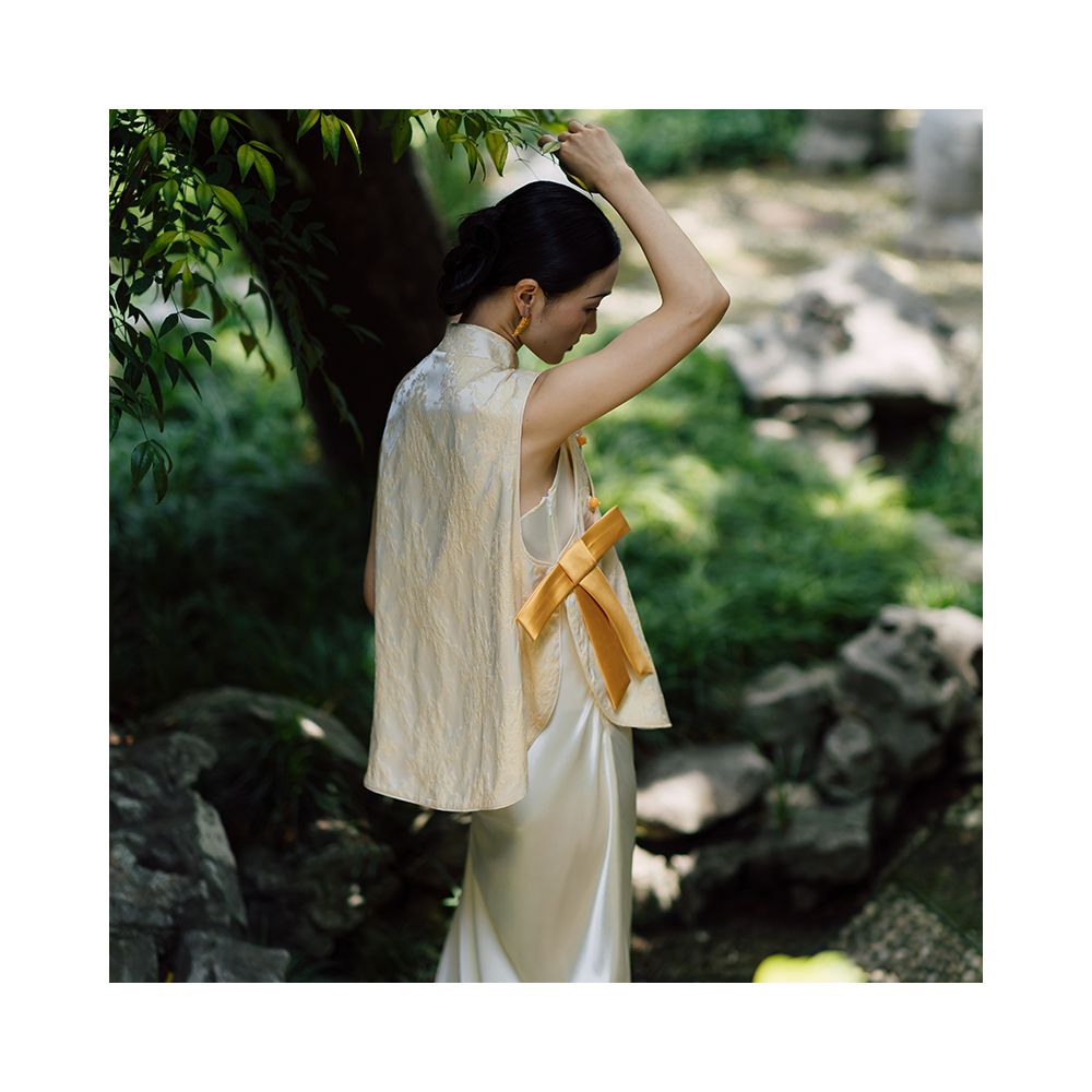 Dear Peony Bride Chinese style Morning Robe High end Toasting Dress Cheongsam Set Engagement Banquet Dress Long Skirt image 2