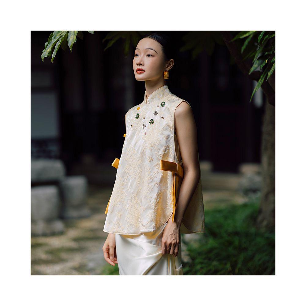 Dear Peony Bride Chinese style Morning Robe High end Toasting Dress Cheongsam Set Engagement Banquet Dress Long Skirt image 4