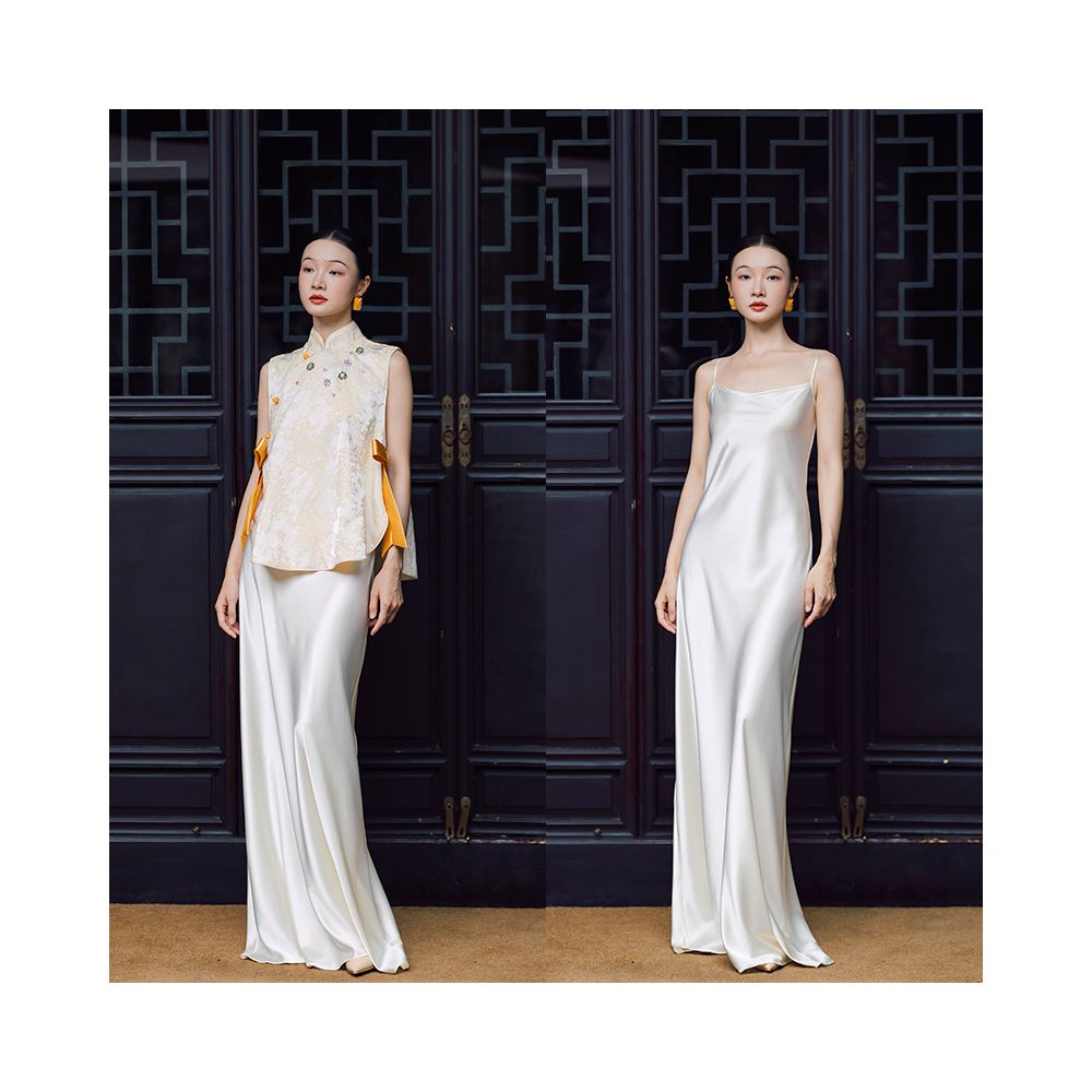 Dear Peony Bride Chinese style Morning Robe High end Toasting Dress Cheongsam Set Engagement Banquet Dress Long Skirt image 9