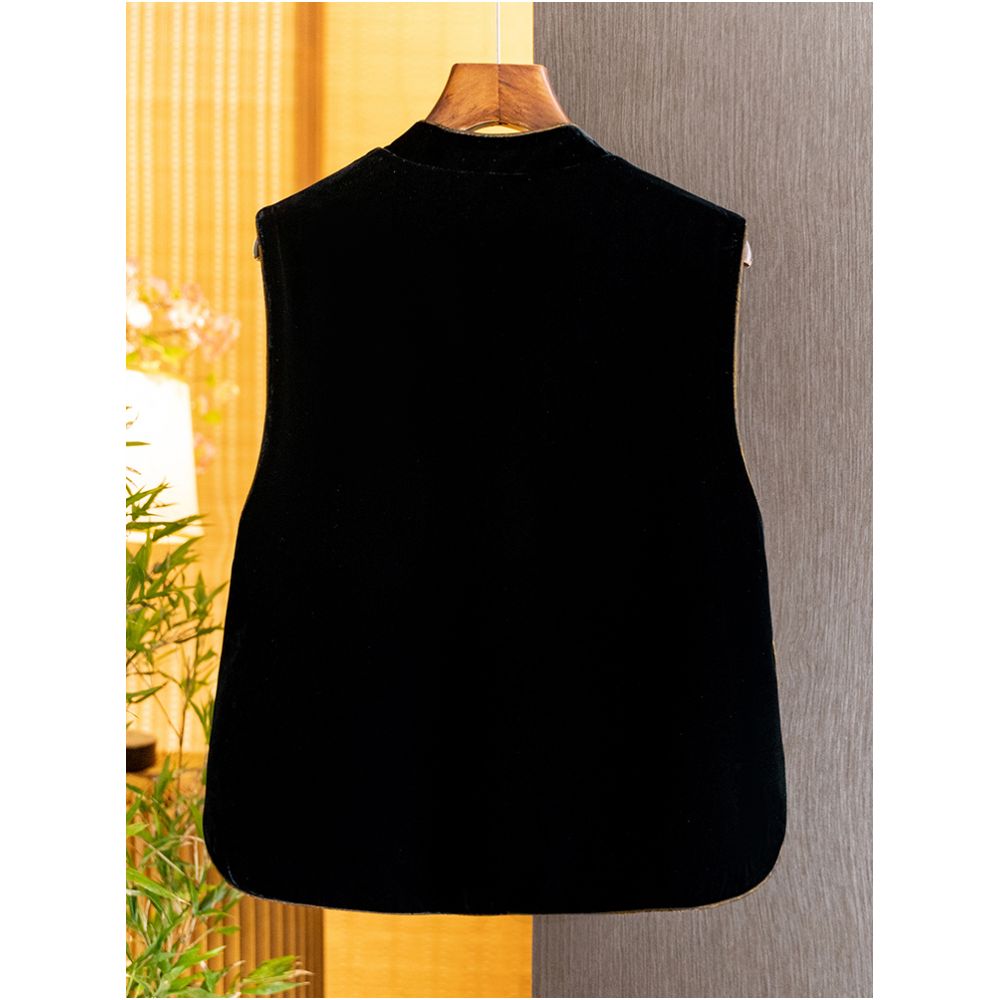 New Chinese style silk velvet stand collar vest waistcoat women 2025 autumn new retro temperament slim vest image 11