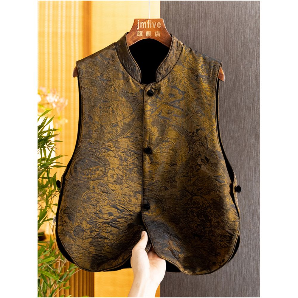 New Chinese style silk velvet stand collar vest waistcoat women 2025 autumn new retro temperament slim vest image 12