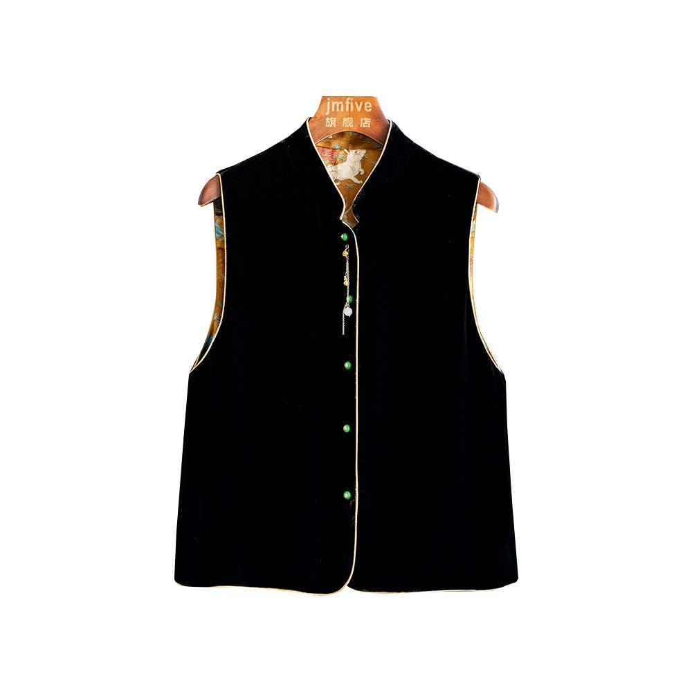 New Chinese style silk velvet double sided versatile fashionable vest for women in autumn 2025 elegant and stylish vest image 7