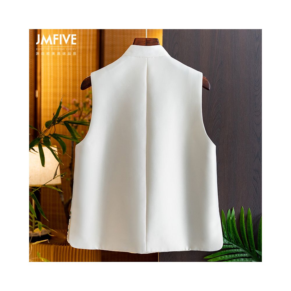 New Chinese style retro embroidery Chinese style vest for women in the autumn of 2025 with a high end feel standing collar gold thread buckle and vest for women image 2