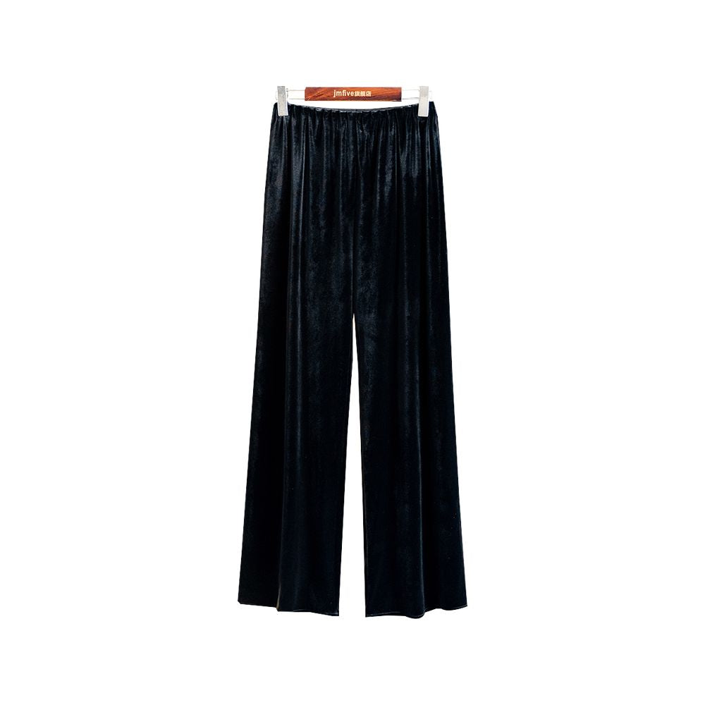 New Chinese style versatile commuting casual simple velvet long pants for women 2025 autumn new fashion retro wide leg pants for women image 9