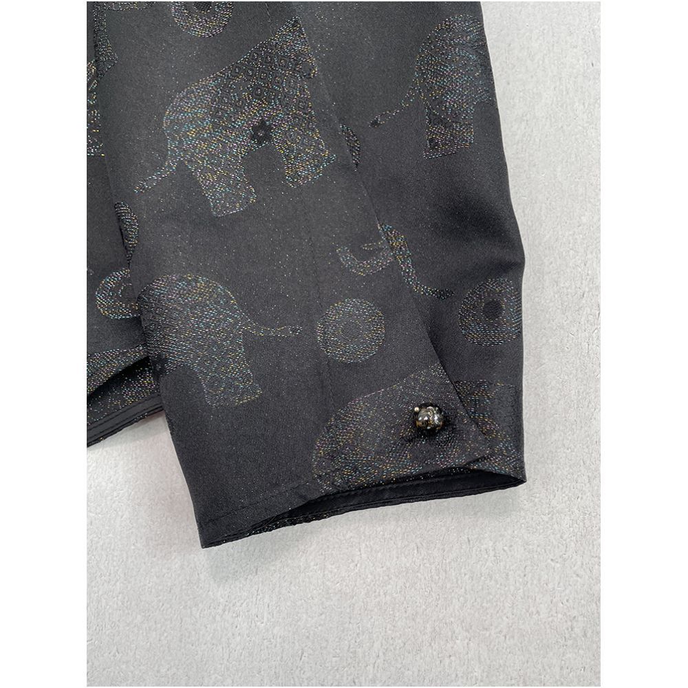 Colorful Blessing Elephant Pearl Mother of Pearl Rainbow Fine Sparkle Chinese Style Slant Collar Round Neck Shirt New Chinese Tang Style Autumn Women s Top image 8