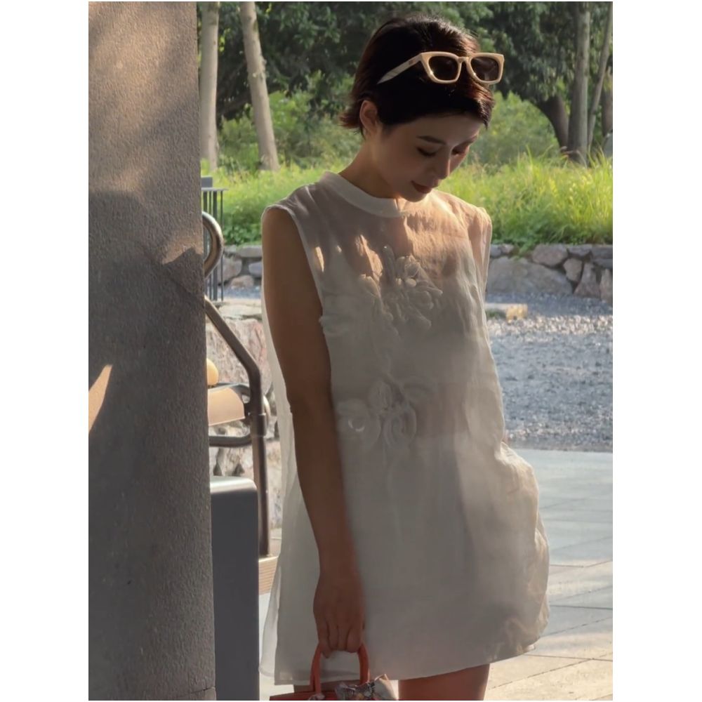 New Chinese style sleeveless vest with jacquard design and Chinese knot buttons summer 2025 new style loose fit slimming versatile and casual shorts image 3