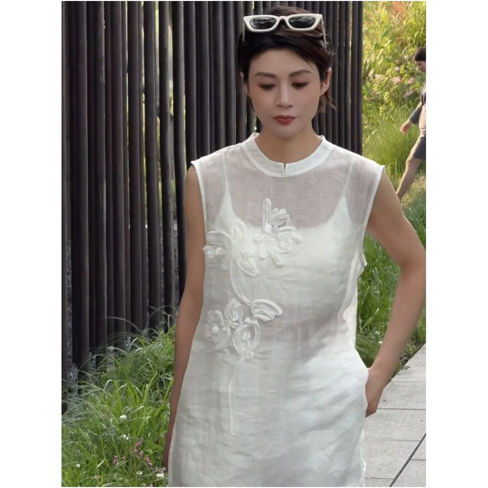 New Chinese style sleeveless vest with jacquard design and Chinese knot buttons summer 2025 new style loose fit slimming versatile and casual shorts image 7