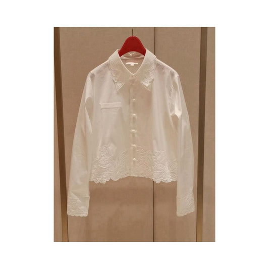 ASAYA5122 – Embroidered Grace Cropped Shirt 🤍✨