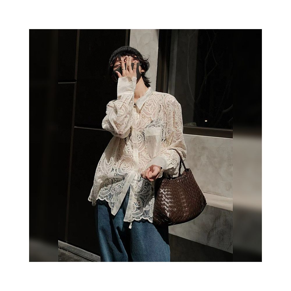 ASAYA5128 – Aire Lace Illusion Shirt 🌿✨